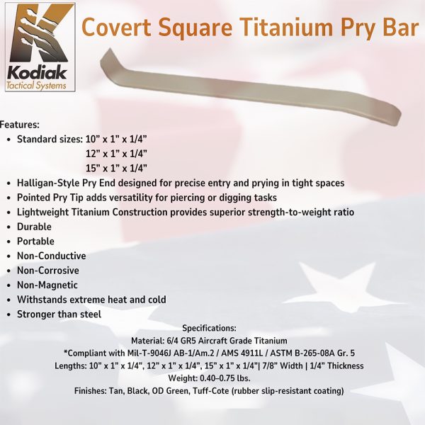 Covert Square Titanium Pry Bar